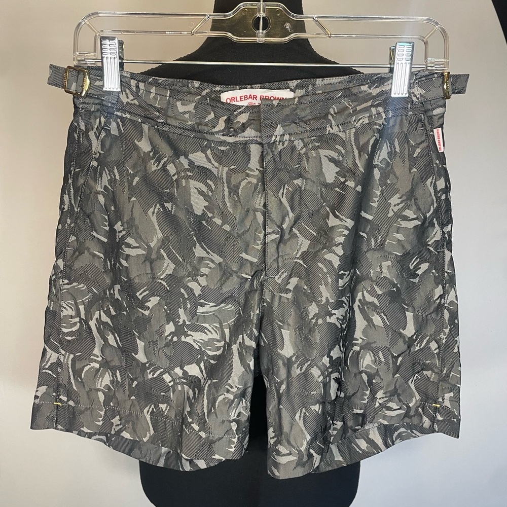 Orlebar Brown The Bulldog swim shirt in grey abstract print Size 30 Retail $395